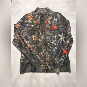 Alberto Makali size M Floral Studded Zip-Up Jacket